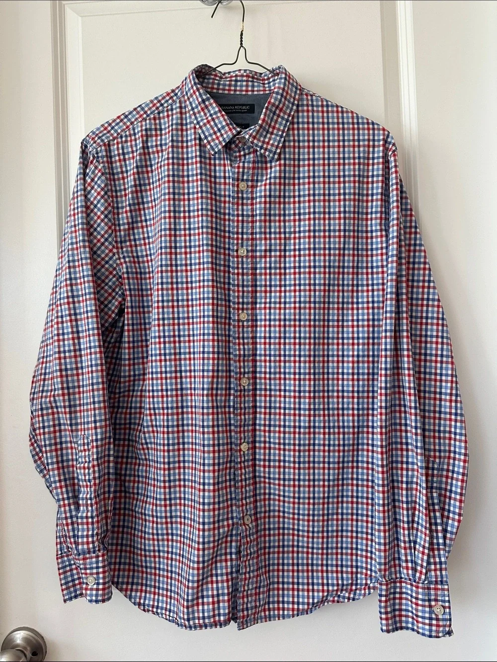 Banana Republic Red & Blue Plaid Button-Down Shirt